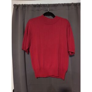Laura Scott Red Knit Mock Neck Sweater, Women's XL Pullover, Stretch Winter Wear